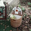 Rattan Weaving Picnic Basket Trolley cart Multifunctional Wheeled Storage Basket with Lid Hand Basket Outdoor Picnic Props 3
