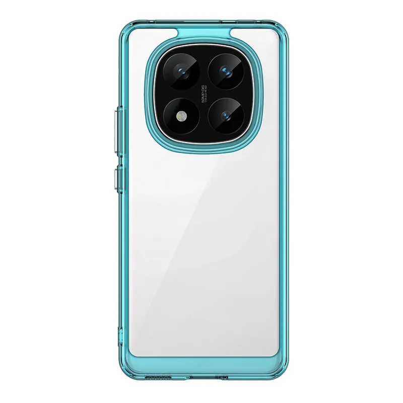 YUEQIAN Cover per Xiaomi Redmi Note 14 Pro+ Plus 5G, Retro in Vetro Temperato Sfumato Antigraffio Colorato Custodia, Ultra Sottile Antiurto Morbida TPU Silicone Cornice Case, Blu rosso