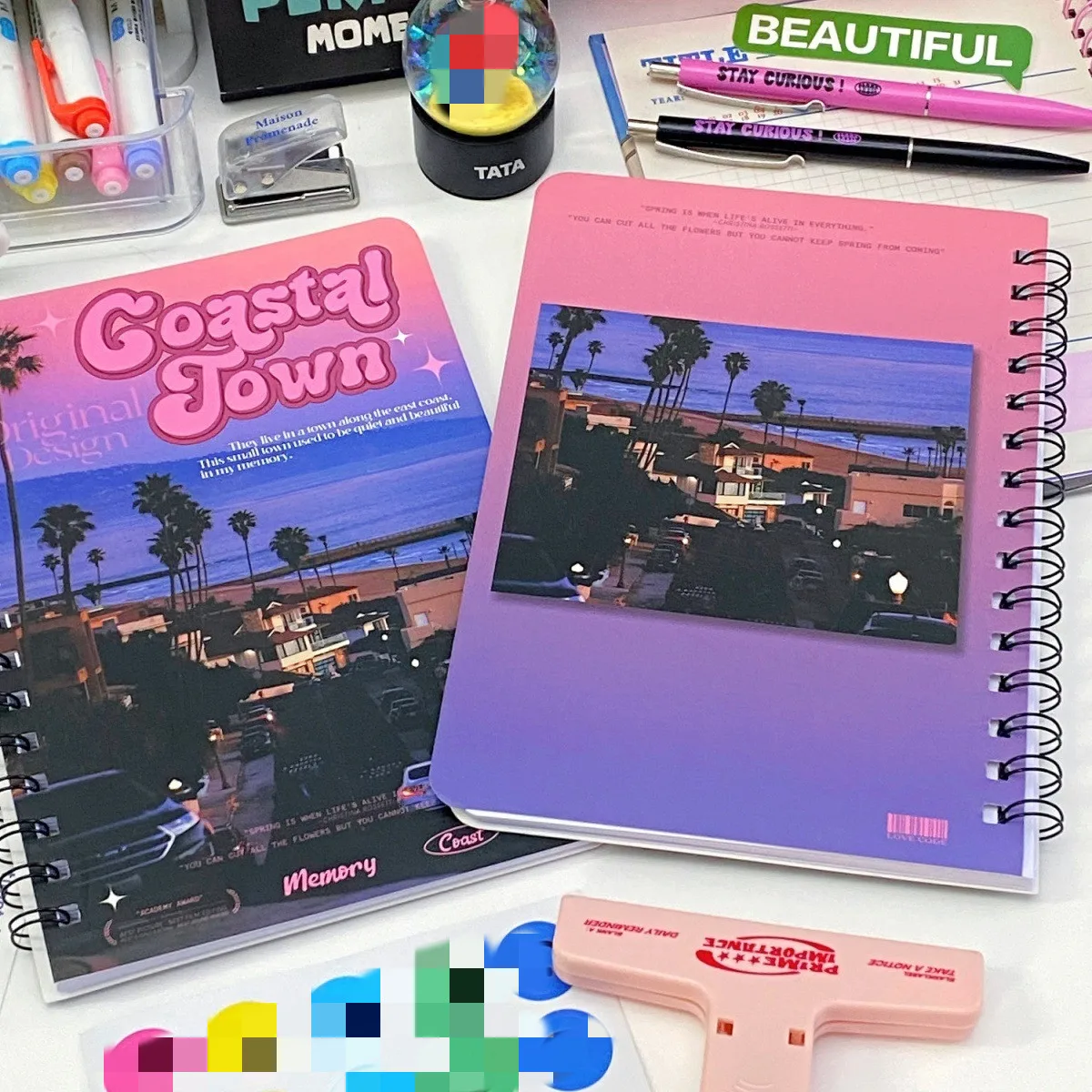Caderno Retro com Linha Horizontal Branco Página Interna Notepad Kawaii Sobremesa Estilo Americano Scrapbook Journal a5 50 Folhas - Imagem 5