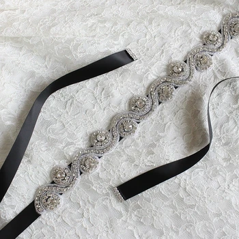 Eleganti Cinture da Sposa per Donne, Accessori per Abiti da Sposa con Nastro e Strass, Cintura per Signore
