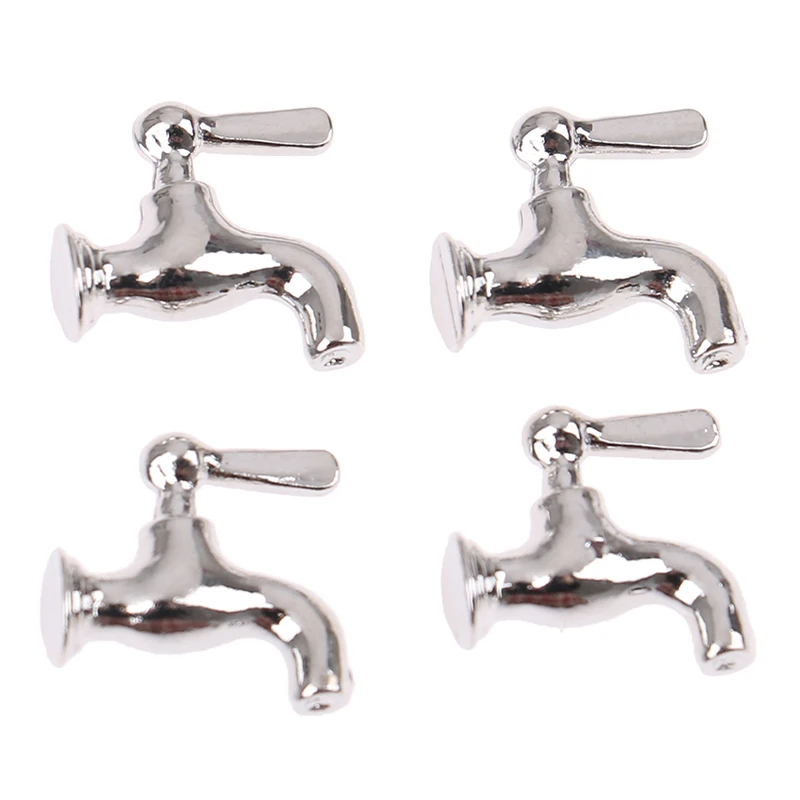 1/2/4/12PCS 1:12 Miniature Metal/Plastics Water Tap Faucet Dollhouse Kitchen Bathroom Accessories Dollhouse Miniature Faucet Toy 6