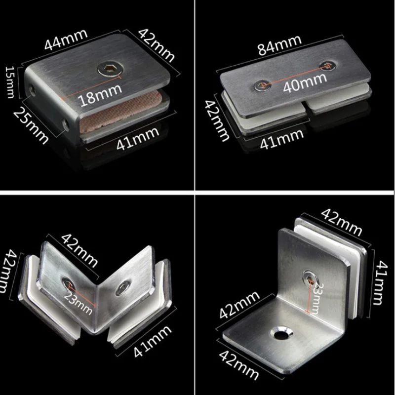 1pcs 304 Stainless Steel Glass Clamp Bracket Holder Heavy Duty Clam Shelf Clip Support Shower Room Mirror L-Camp Bathroom Clip