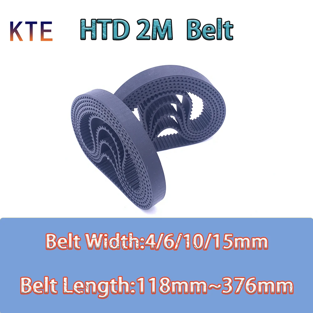 HTD 2M Timing Belt Closed Loop Rubber Belt Width 4 6 10 15mm Length 118mm-376mm HTD 2M Synchronous Conveyor 3D parts rubber belt transmission drive belt synchronous belt