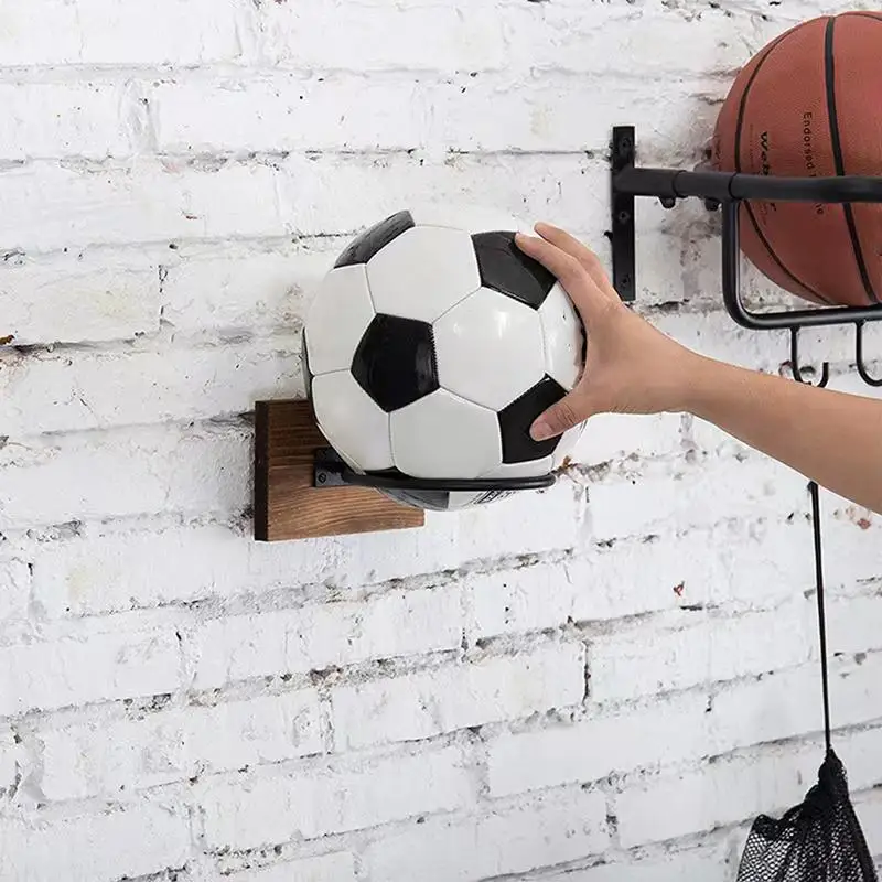 Basketball Wall Mount Ball Wall Holder Wood Metal Ball Display Stand Wall Rack Storage Rack Ball Organizer Soccer Wall Mount 3