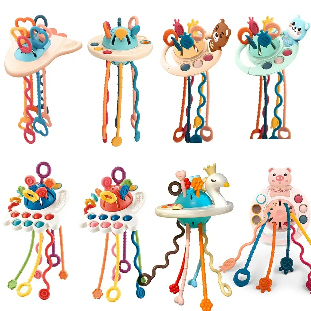 

Early education cute colorful animals toys Baby puzzle fun finger twitch Montessori Silicone Teething pressed gnawed baby toy