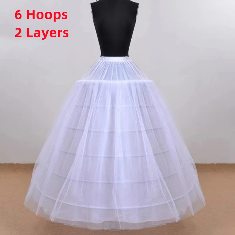 

New Arrival 6 Hoops Bustle Petticoat,Woman 6 Layers Ball Gown for Wedding Dress Or Party and Dancing Underskirt Crinoline