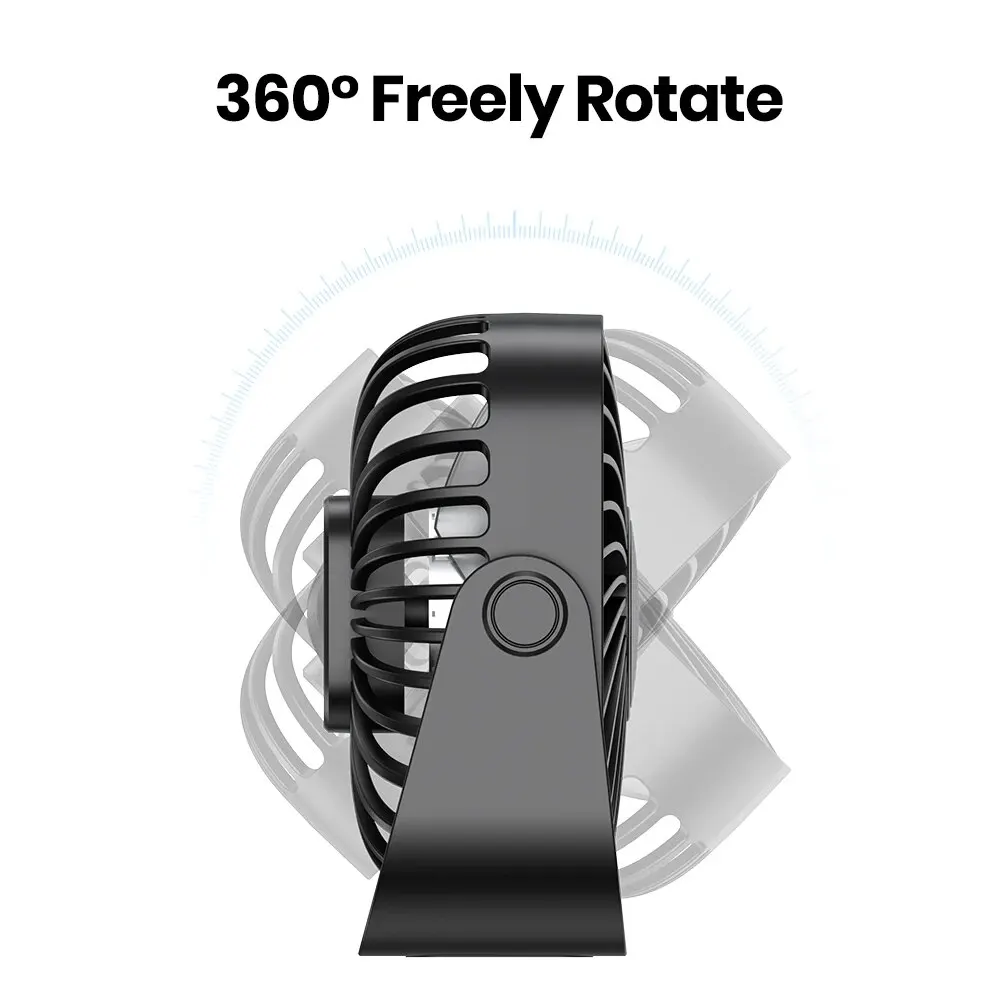 TOPK 4Inch USB Mini Portable Fan for Camping,3 Speeds Quiet Desk Table Personal Fan,360°Adjustment Standing Fans for Room Home 4