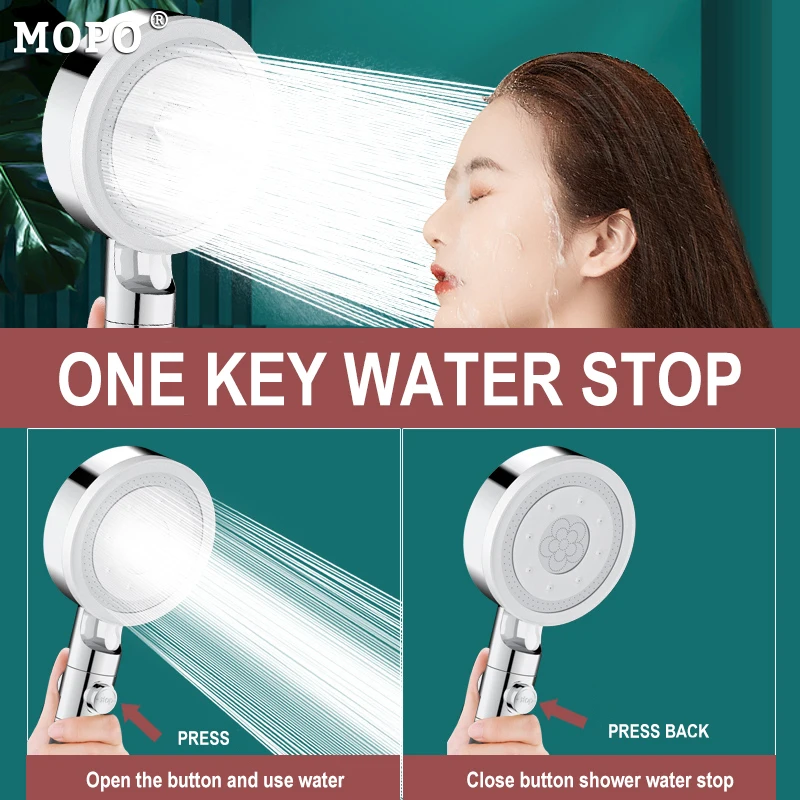 Shower Head High Pressure 6 Modes Adjustable Bathroom Filter One-key Stop Water Bathroom Accessories Toothbrushes Heads
