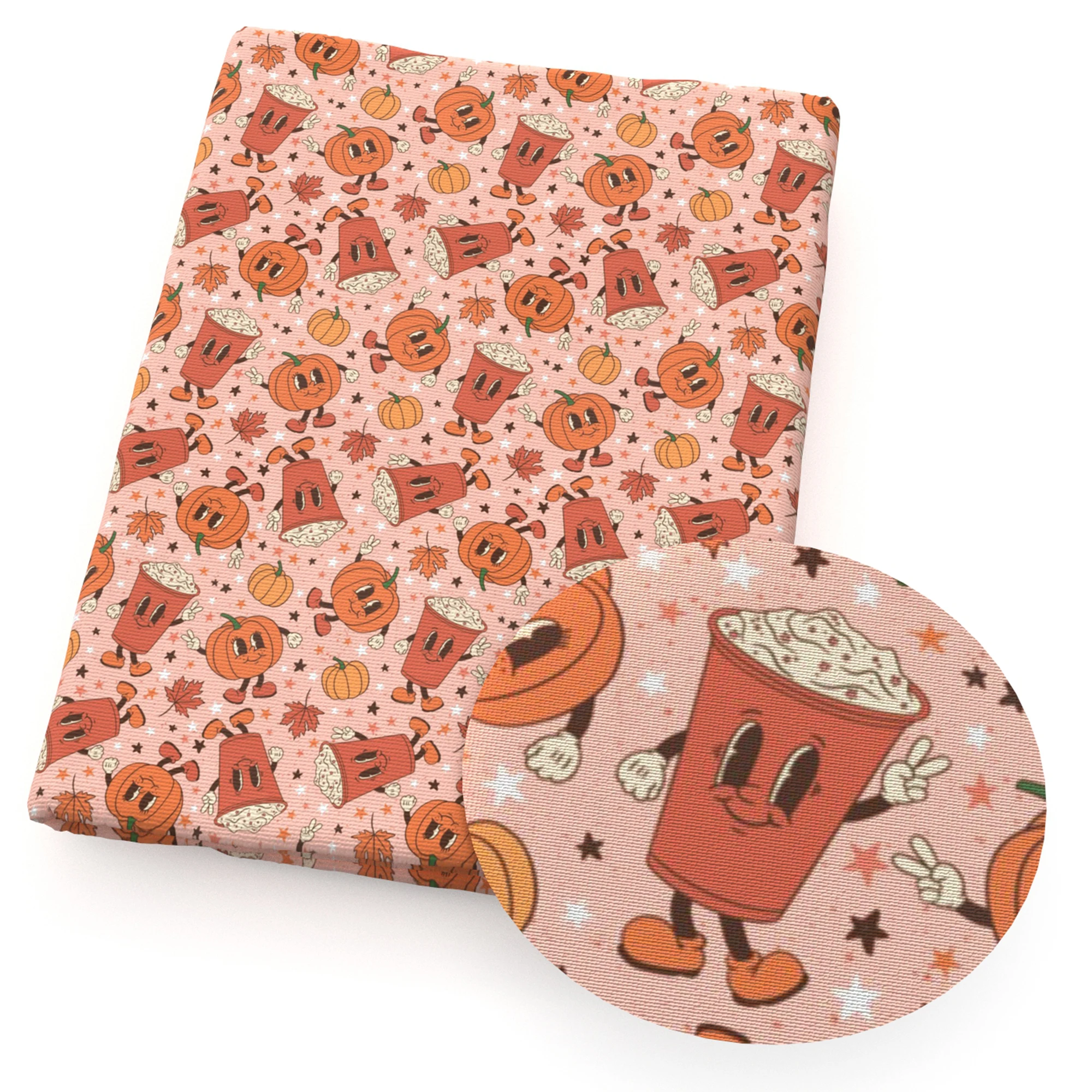 thumbnail image 1 of 50*145cm Telas de algodón de otoño con diseño de calabaza por metro Telas de hojas de arce y flores Telas de costura Vestido Manualidades DIY Textiles para el hogar, 1 of 5