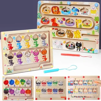 Children Montessori Toy Magnetic Pen Moving Ball Game Color Sorting Counting Board Fine Motor Training Sensory Educational Toys 1