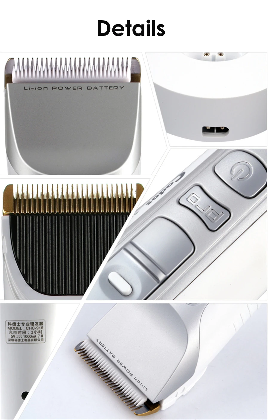 Description Picture 5 of itemCodos CHC916 Top Professional Cordless Hair Clipper For Men Salon Barber Hair Trimmer Rechargeable Cutting Machine