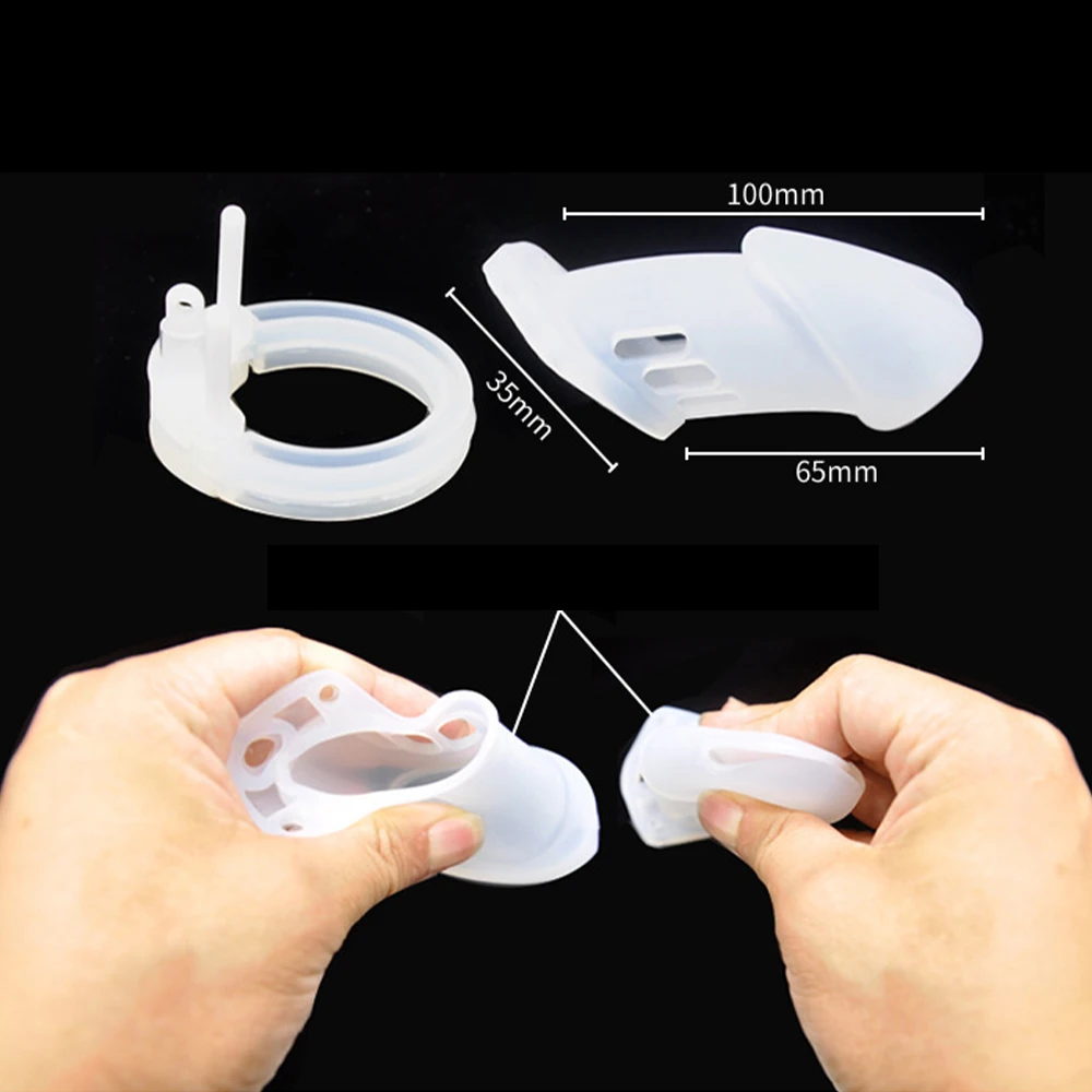 Silicone Chastity Cage Male Cock Lock With 5 Sizes Penis Ring Chastity Belt Sextoys For Men Stretcher BDSM Gay Sex Shop penis chastity cage chastity lock sex toy