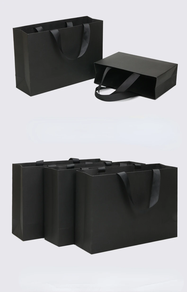 10pcs 250g Black Card Paper Bag with Multiple Sizes Clothing Shopping Handbag Gift Bag Can Be Printed Brush Logo Wholesale 5 Sbb3aacd5d4ec40f6bec093dbc5b68a71L