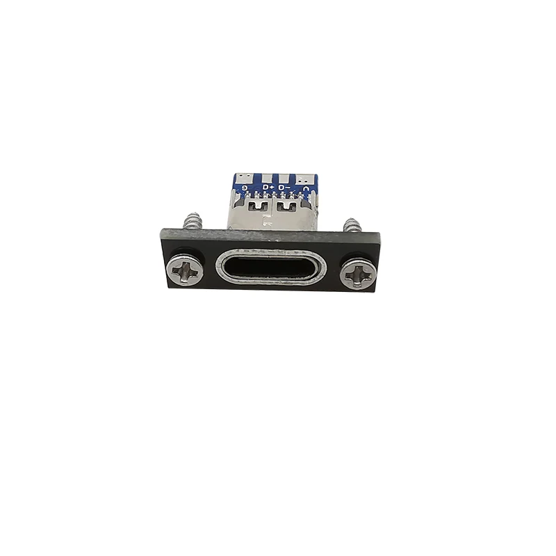 Фото Гнездовой разъем USB Type C 2 / 4 Pin для пайки, гнездо для ремонта «сделай сам», зарядный порт типа C, переходник с винтовым фиксированным креплением №4