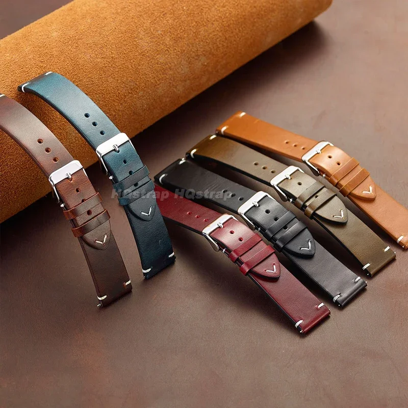 Vintage Cowhide Leather Strap - Sport Waterproof Quick Release Wristband