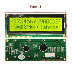 Enhanced 5V Large LCD Display with 1602 16x2 Big Character 122*44mm FSTN Gray/Blue/Yellow (Yellow Type B)