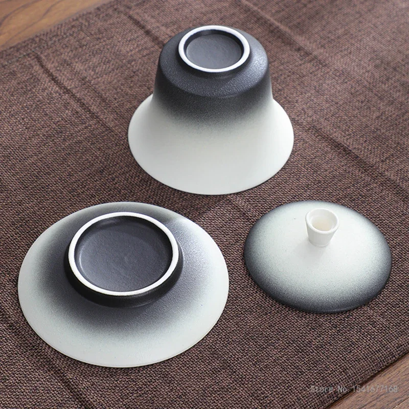 Creative Gradient Color Hovering Cover Bowl Tea Tureen Kung Fu Not Hot Hand Ceramic Household Item Teaware Brewing Tea Bowl, 1Pc