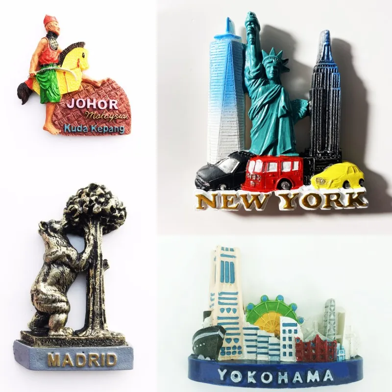 

World Famous Cities Fridge Magnets New York Yokonama New Orleans Madrid Travelling Souvenirs Photo Wall Magnetic Stickers Gifts