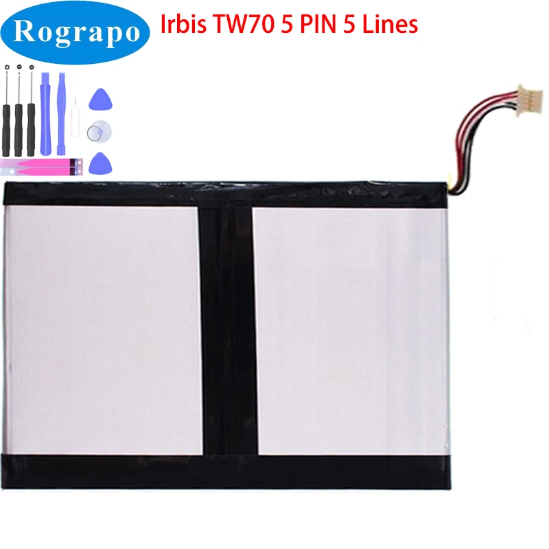 Tablet pc Bateria para Irbis Tw70 Acumulador Pinos Linhas Fio Novo 3.7v 10000mah