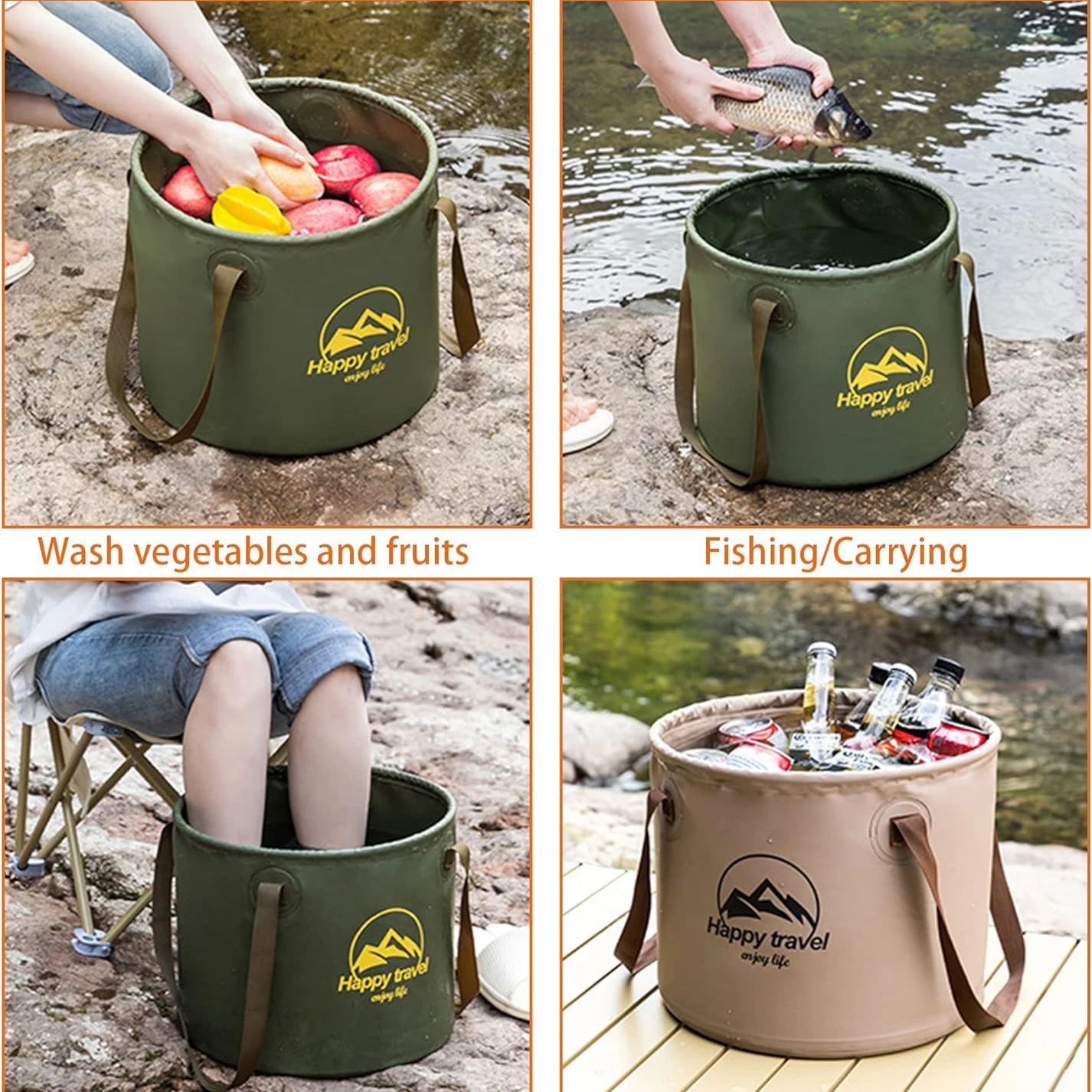 5/10/20L Folding Portable Bucket Cover Car Wash Fishing Bathroom Tool Silicone Bucket Outdoor Camping Household Supplies