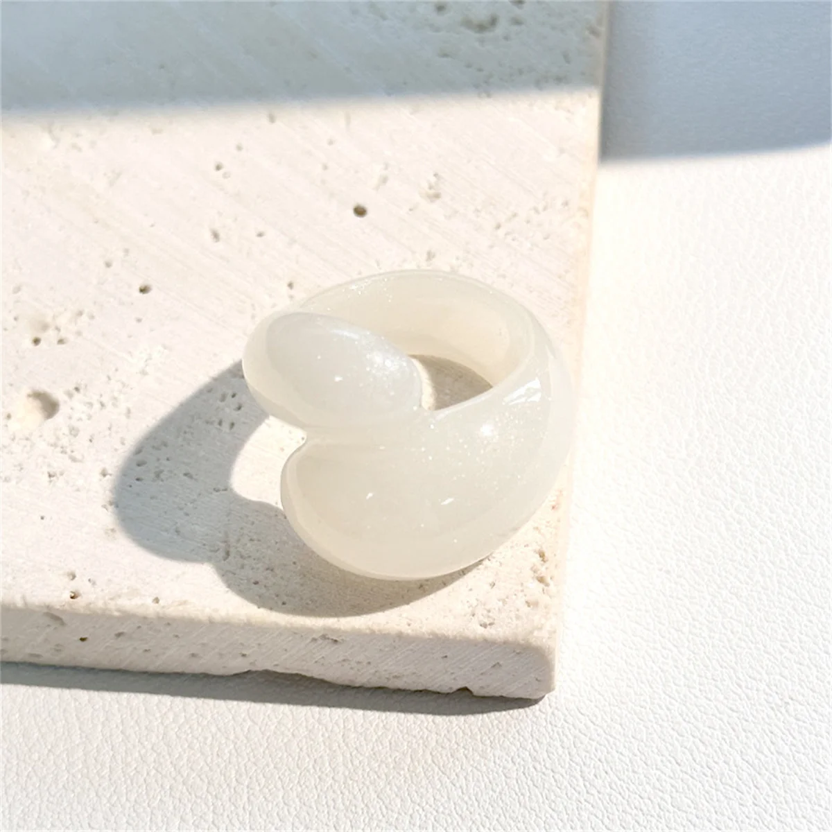 Korean Trendy Geometric Resin Ring - Personalized Retro Style Statement Piece