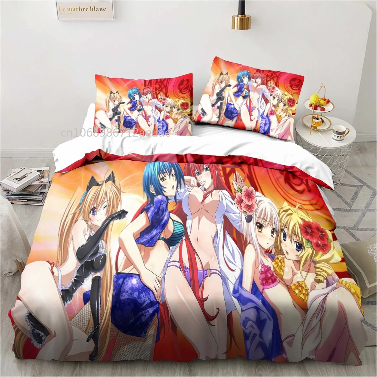 

Sexy Girl High School DxD Anime All Season Twin Bedding Set 3 Piece Comforter Set Bed Duvet Cover Double King Comforter Cover