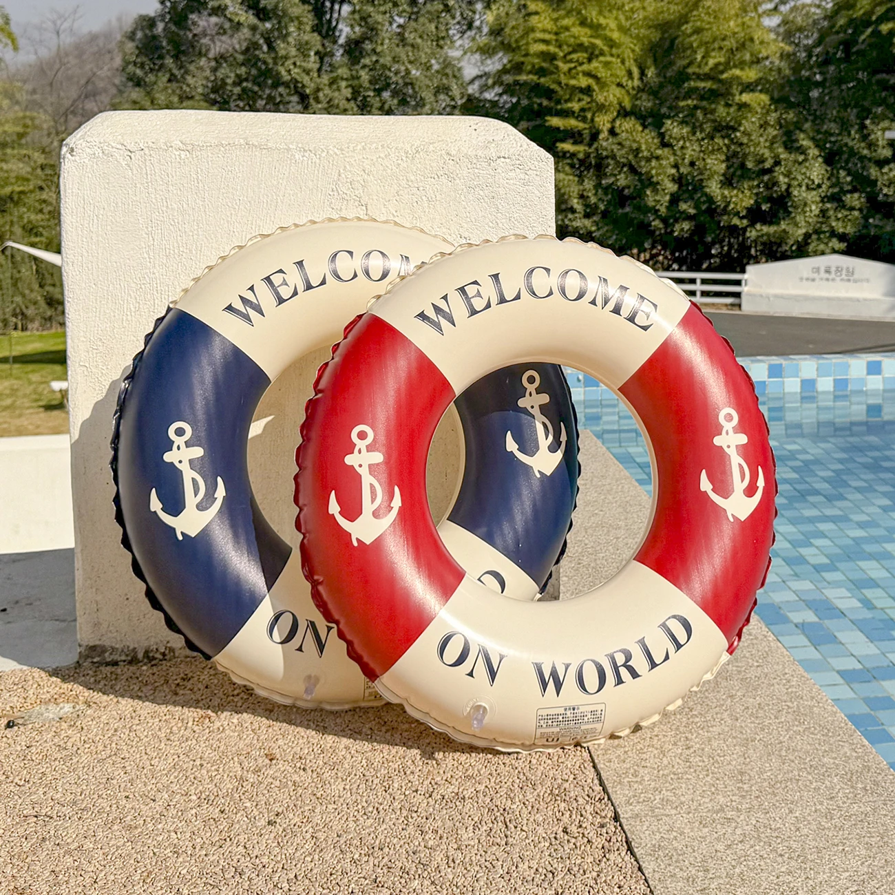 Retro Boat Anchor Women's Swimming Ring, Swimming Pool Floating Row Adult Handrail Lifebuoy, Leisure Beach Swimming Inflatable F 4