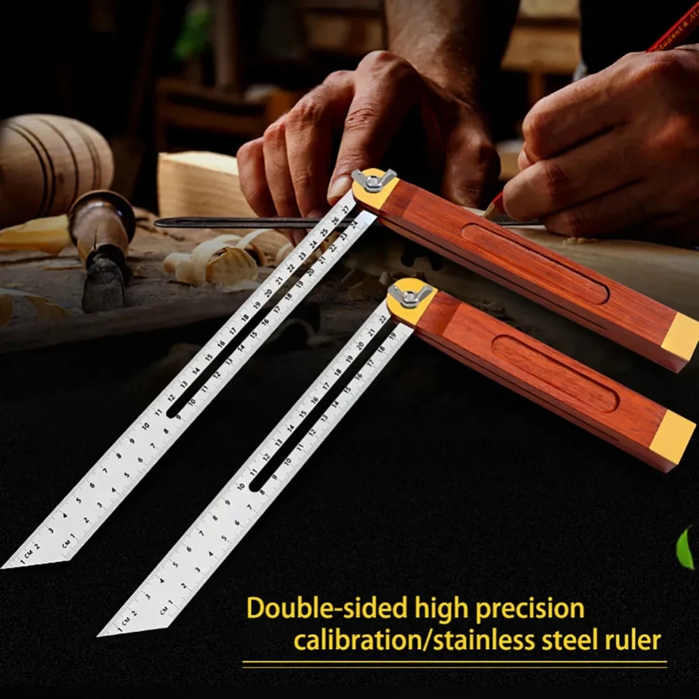 

Угловая линейка из красного дерева, 360 градусов, Универсальный высокоточный транспортир, многофункциональная комбинированная угловая линейка для деревообработки