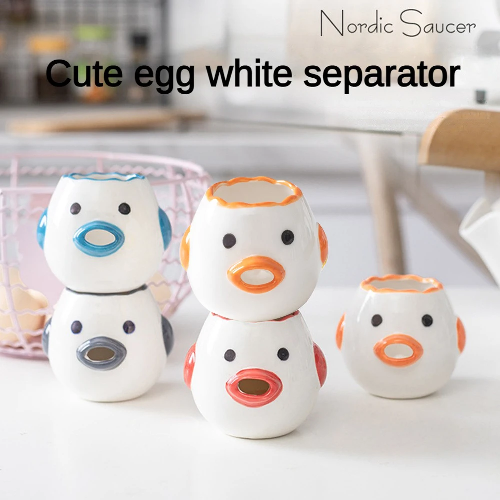 Separatore Di Albume D'Uovo Simpatico Pollo In Ceramica Tuorlo D'Uovo Separatore Di Proteine Filtro Per Uova Utensili Da Cucina Accessori Per La Cottu