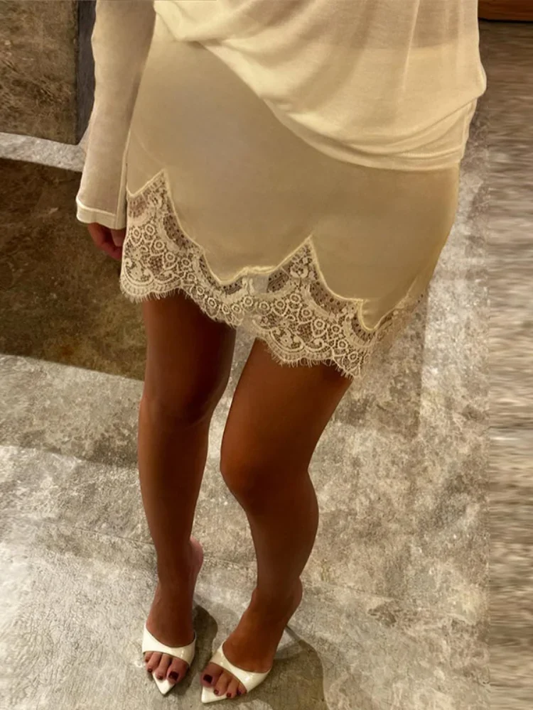 Fashion Lace Short Skirts For Women High Waist Hip Package Solid Mini Skirt 2026 Summer Fashion Female Sweet Outerwear