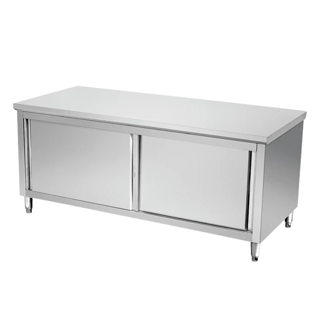Commercial Kitchen Storage Cabinet Stainless Steel Multipurpose Work Table for Hotels and Bars Gas Heating Wood Material