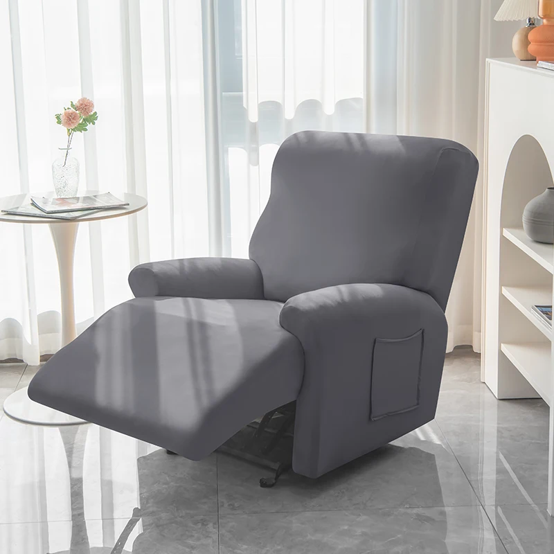 1/2/3 Seater Solid Color Elastic Recliner Sofa Cover Stretch Spandex  Armchair Covers Removable Couch Slipcovers Home 5
