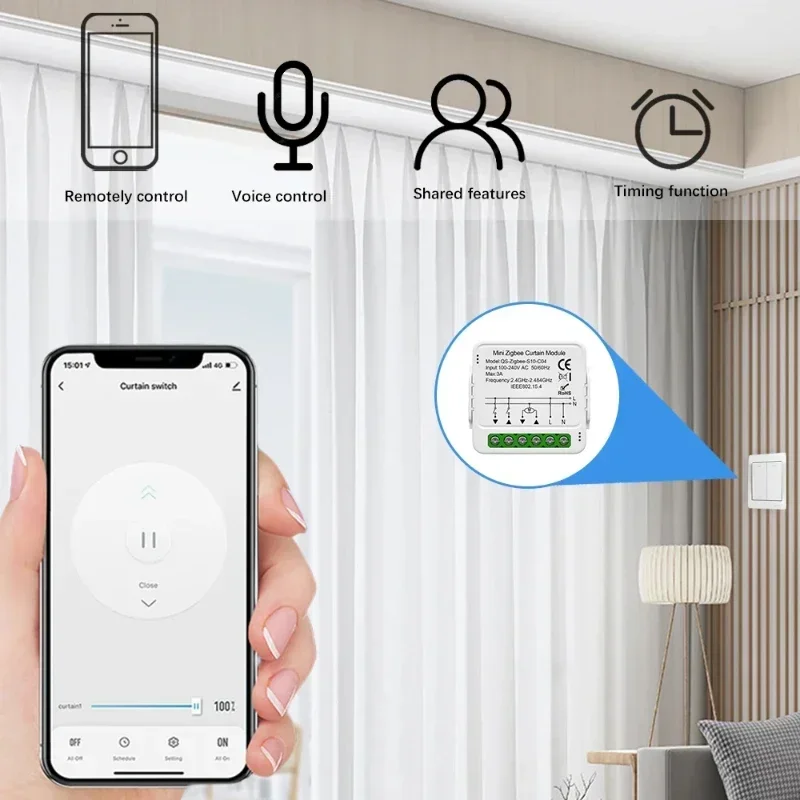 Tuya WiFi/Zigbee Curtain Automation Module Blinds Switch Connected Roller Shutter Electric Motor Work with Alexa Google Home smart blinds switch