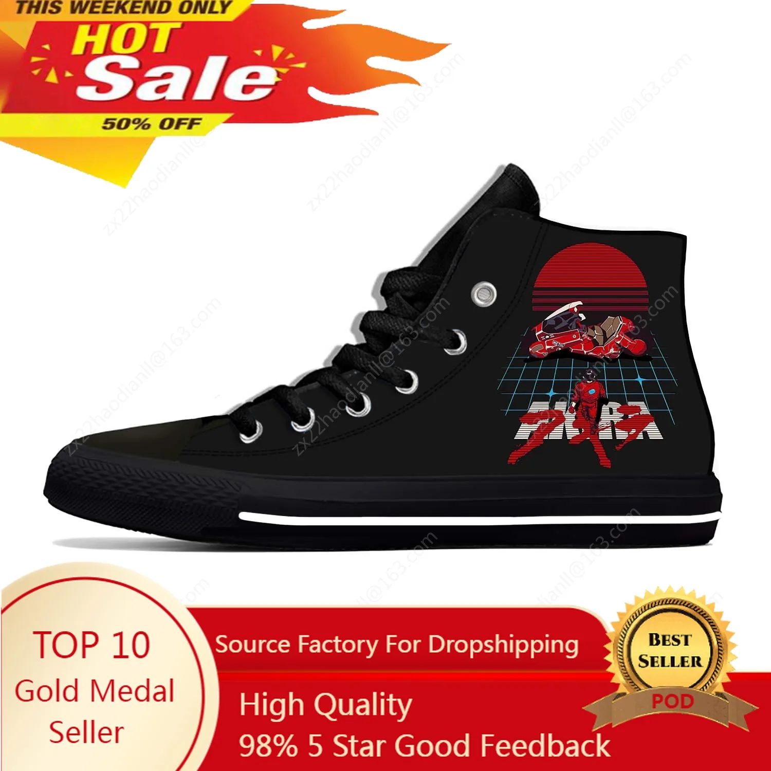 

Anime Akira 1988 Lightweight Cloth 3D Print Funny Fashion High Top Canvas Shoes Mens Womens Fashion Casual Breathable Sneakers