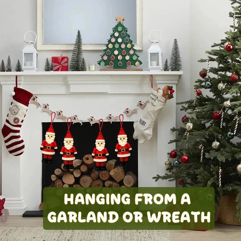 Christmas DIY Button Ornament Kits Handmade Button Santa Craft Kit Christmas Tree Shaped Christmas Decoration Hanging Ornament