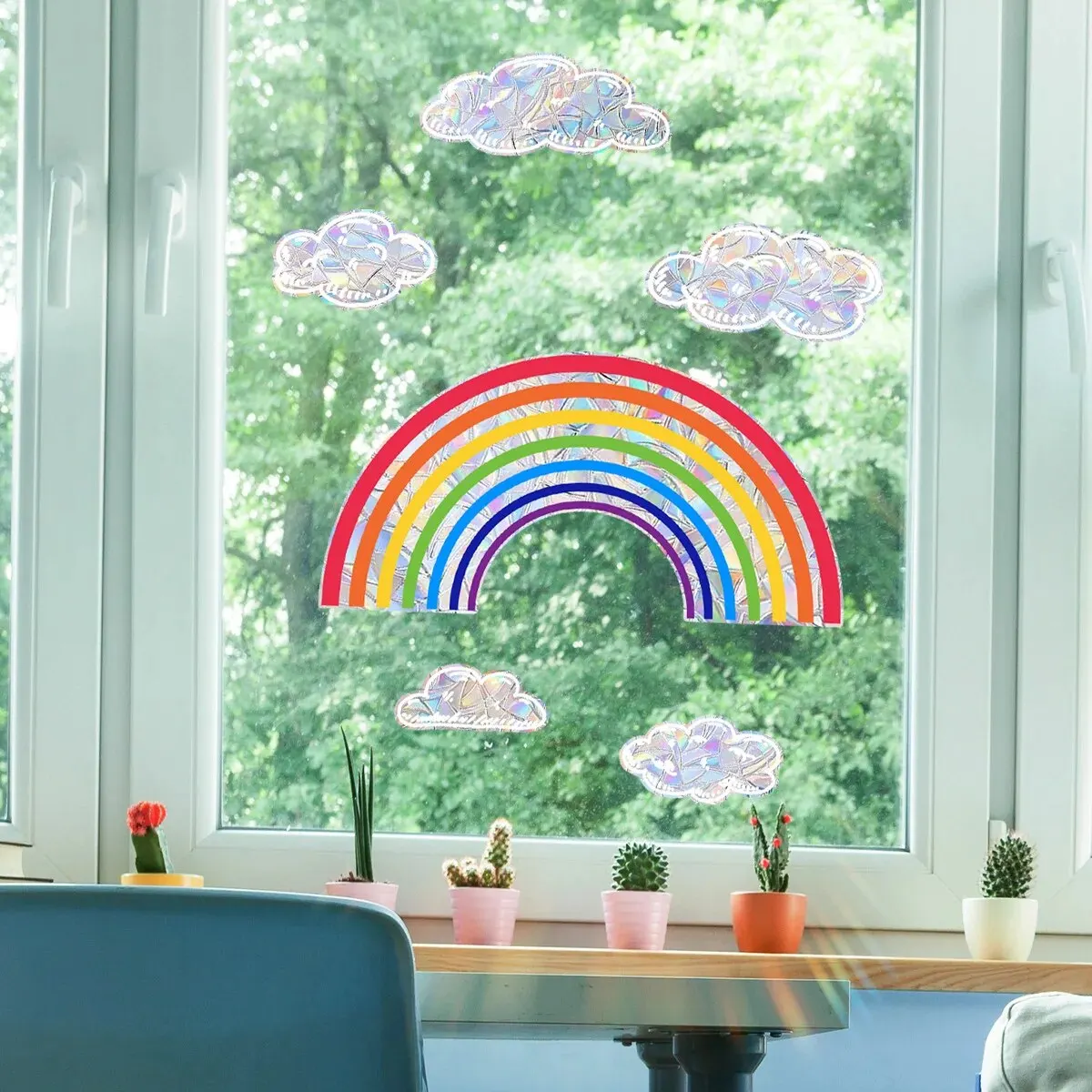 Wall Stickers Rainbow Clouds Sunlight Refraction Dazzling Glass Display Windows Home Decoration Window Stickers