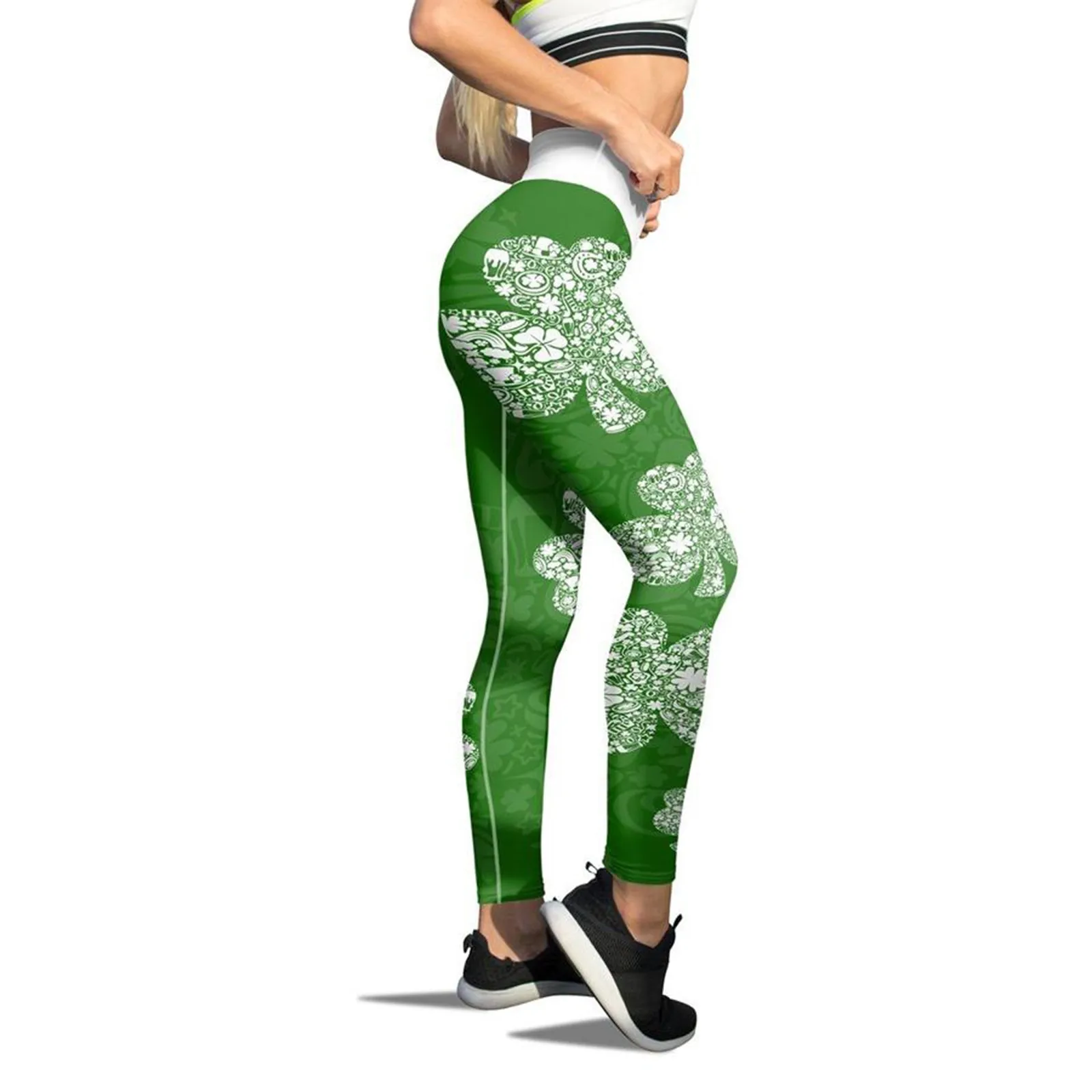 

Tall Yoga Pants Fitness Leggings Long Good Running Pants Leggings Luck Pants Paddystripes Green For Yoga Print Womens Yoga Pants