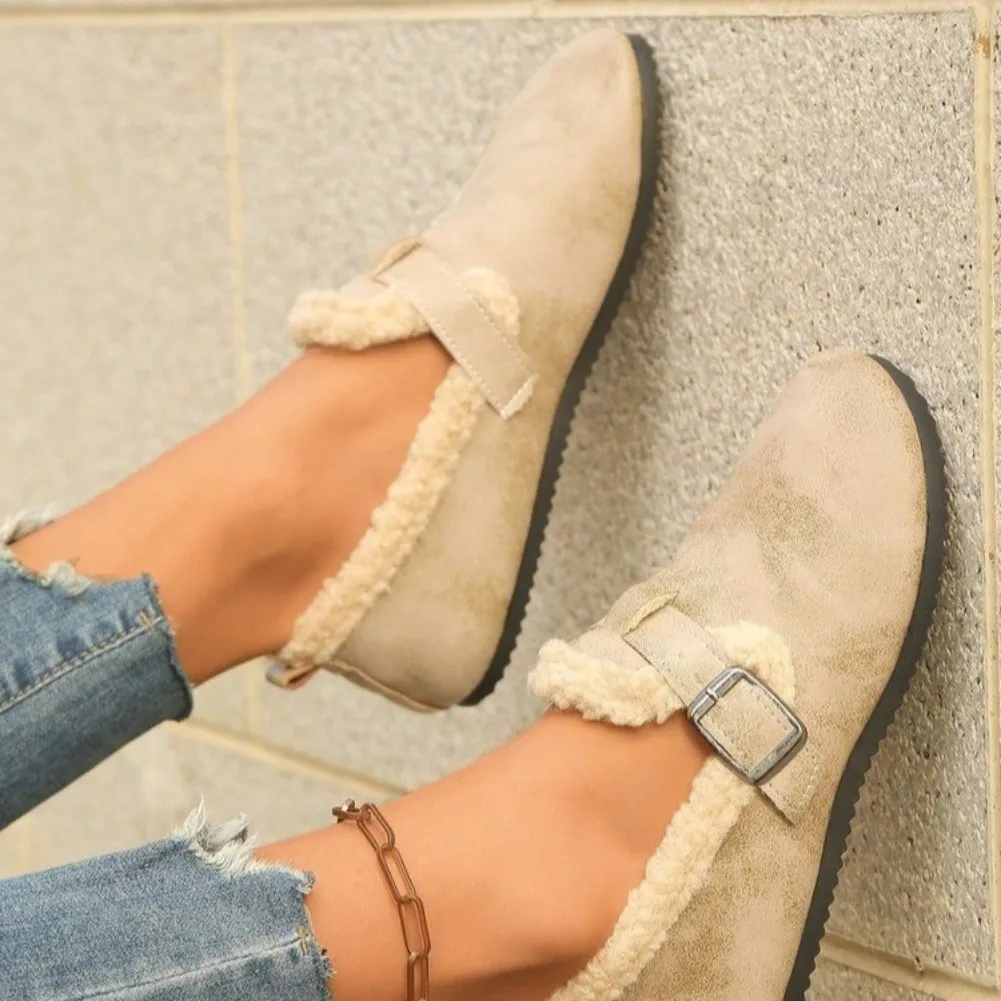 Autumn Winter Women Snow Boots New Casual Flat Boots Women Fashion Soft Loafers Comfort Warm Plush Slip on Cotton Shoes Female