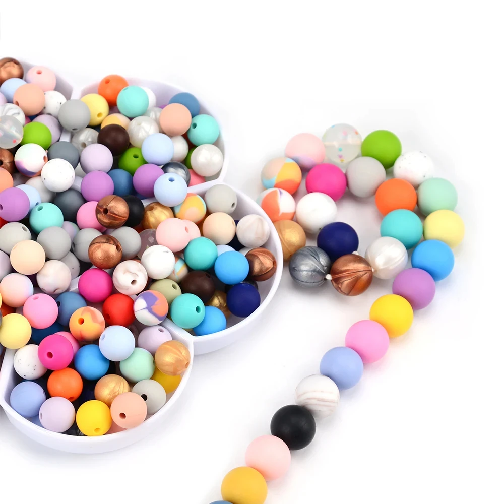 LOFCA 12mm 20 개/몫 실리콘 느슨한 구슬 젖니가 남 구슬 DIY Chewable 다채로운 젖니가 남   Teether 라운드