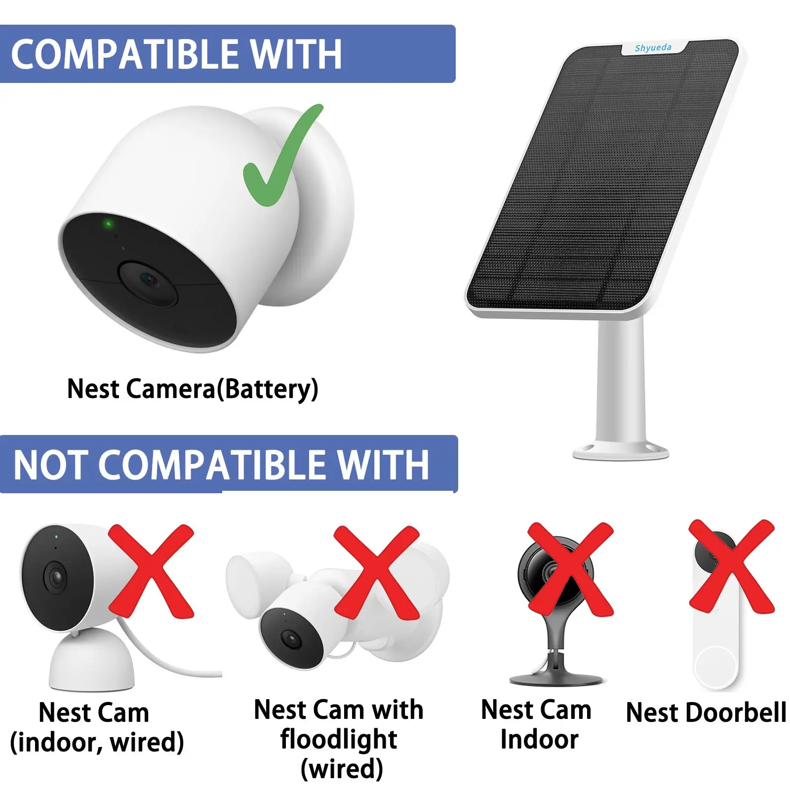 New 4W Solar Panel for Nest camera (battery Weatherproof