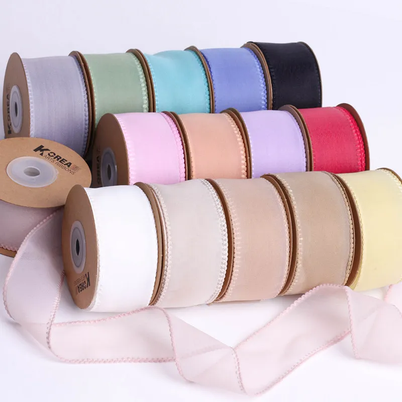 Description Picture 2 of item10 Yards Organza Ribbon Handmade Tape DIY Accessories Girl Hair Clips Bow Satin Gauze Voile Piping Webbing