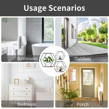 Floating Wall Shelf Sundries Storage Holder Living Room Home Decoration Wall Mounted Hexagon Shelf Handicraft Display Rack 2