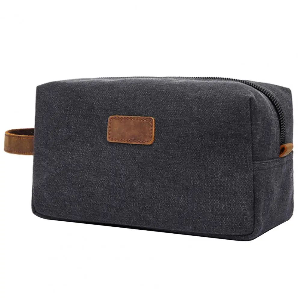 Portable Women Retro Canvas Bag Wear-resistant Toiletry Bag Cosmetic Makeup Pouch Organizer Men's Fashion Zipper For Travel