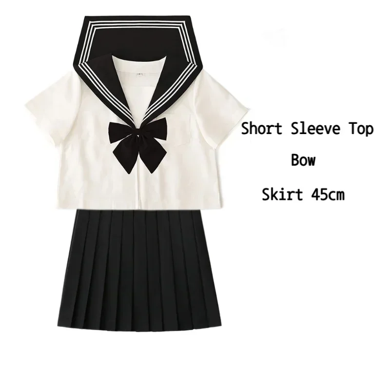 Basic JK Black Collar White Lines School Uniform Girl Sailor Suits Pleated Skirt Japanese Style Clothes Anime COS Costumes Women japanese school uniform japanese schoolgirl skirt japanese women dress