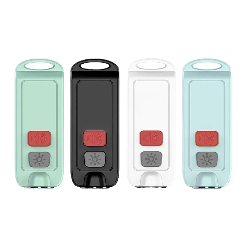미니 USB 충전식 비상 손전등 개인 경보 키체인, 여성용 LED 조명 포함, 130dB 자기 방어 경보
