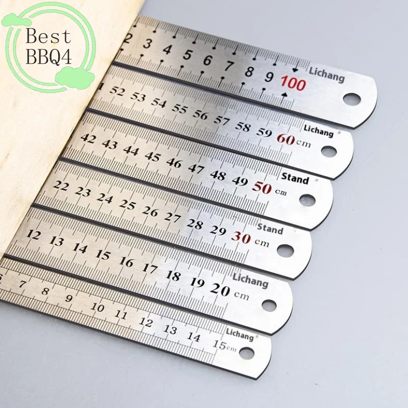 BBQ4 1Pcs 15/20/30/40/50cm 가정 학교용 스테인레스 스틸 금속 직선 눈금자 정밀 측정 도구 그리기 도구 용품