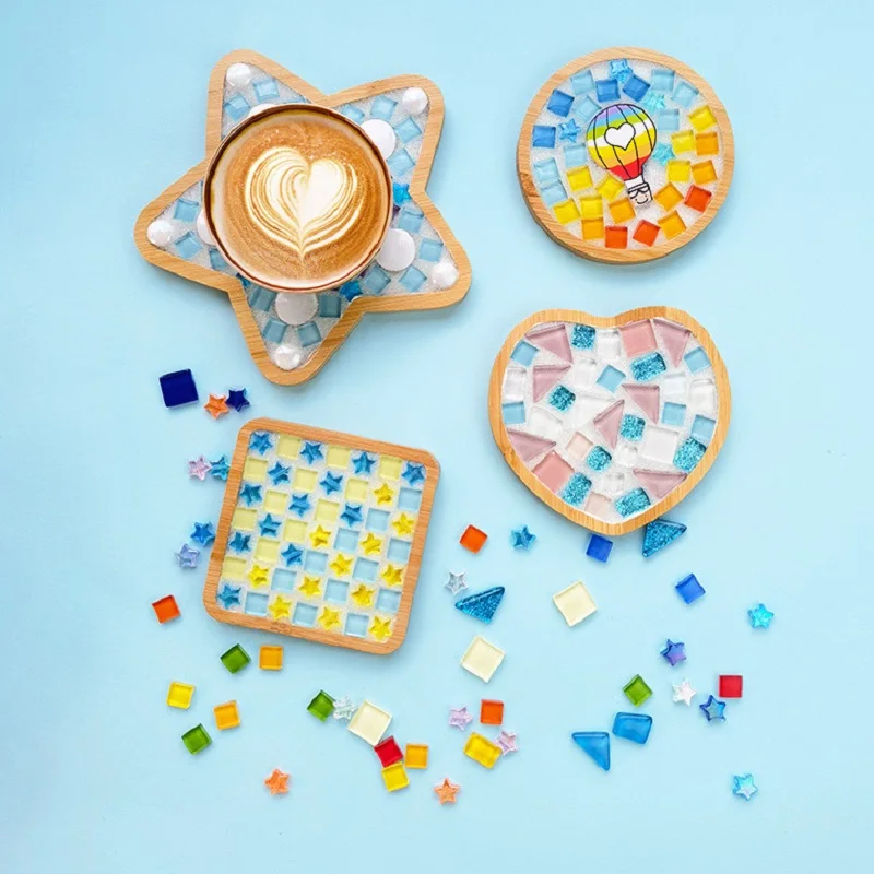 Diy mosaic supplies creative DIY mosaic coaster handmade material bamboo tableware mat tray kids DIY toy craft kit