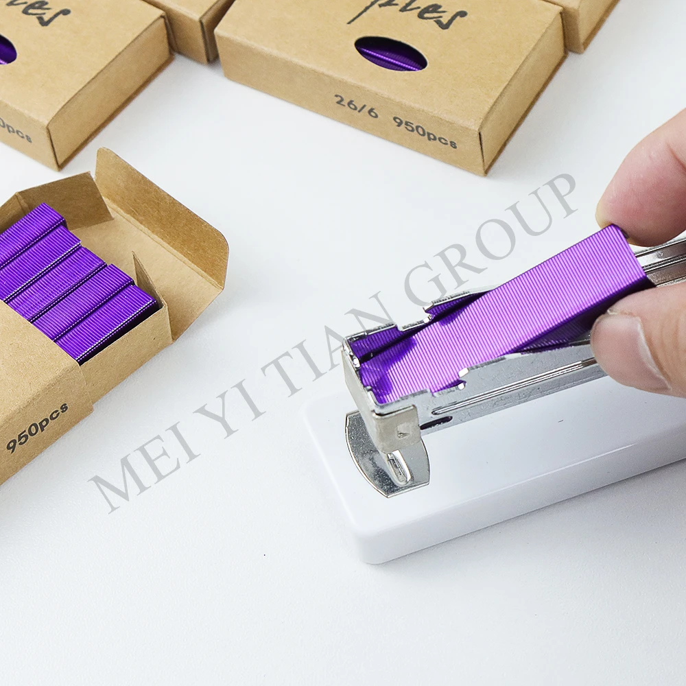 Purple Staples Standard Stapler Staples Refill 26/6 Size 950 per Box for Office School Stapling Stationery Supplies stapler pin