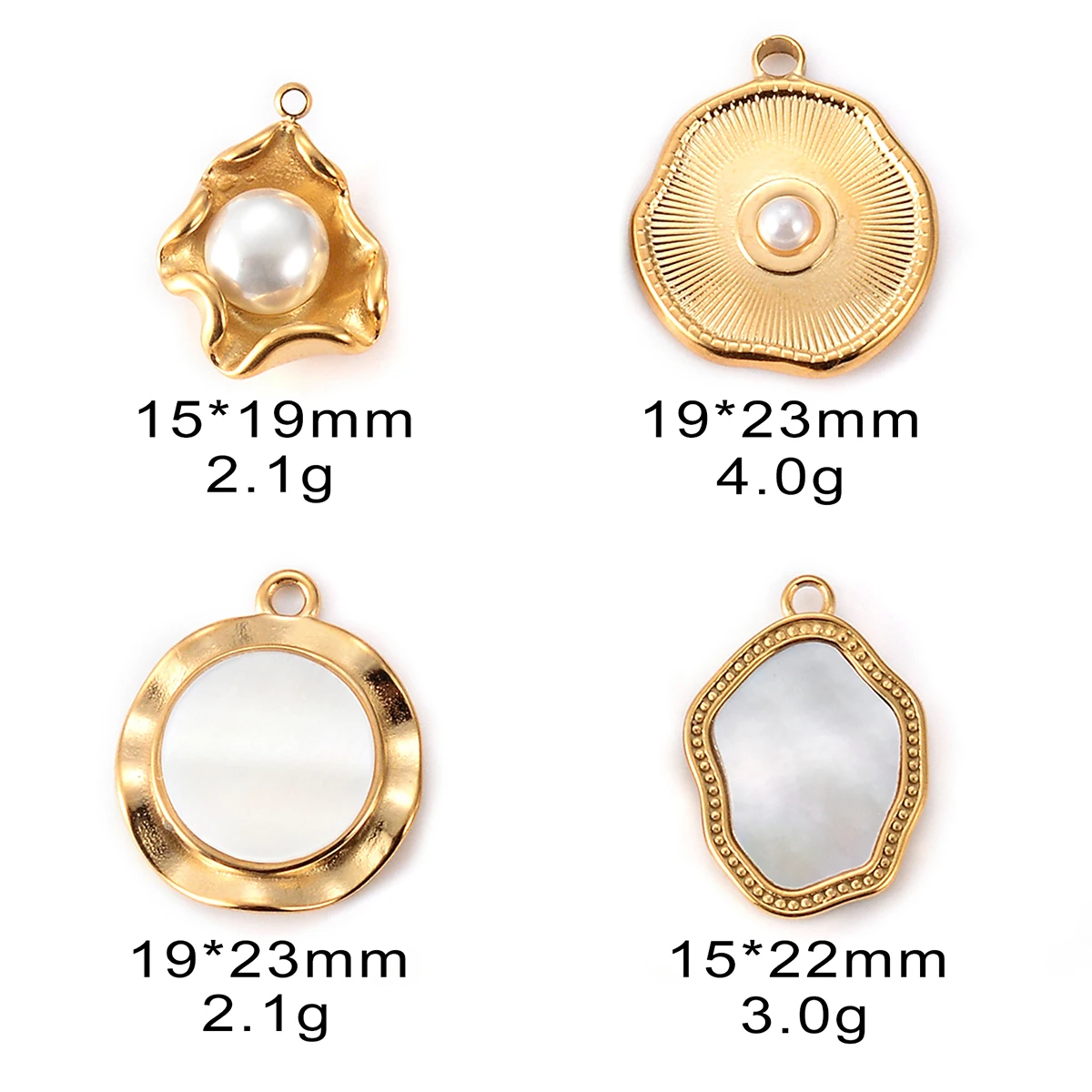 Wholesale 4Pcs/lot Stainless Steel Imitation Pearl Shell Irregular Charms for DIY Jewelry Making Pendant Necklace Accessories 6