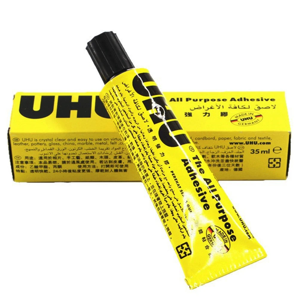 Colla universale flessibile trasparente UHU da 7ml/20ml/35ml/60ml per parrucche, tessuti in pizzo, legno, metallo, pelle, porcellana, riparazioni fai da te - immagine 5